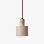 Travertine Cylinder Pendant Light – Natural Stone Hanging Lamp for Modern Interiors