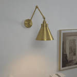 Edwin Swing Arm Wall Sconce in Brushed Brass – Adjustable Reading Light for Bedroom & Living Room