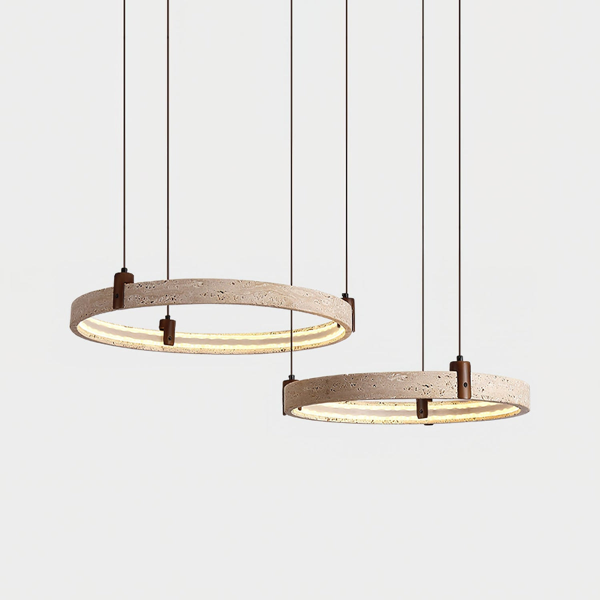 Celestial Orbit Travertine Chandelier – Modern Natural Stone Pendant Light