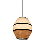 Wabi-Sabi Raffia Pendant Light with Fabric Shade, Natural Beige