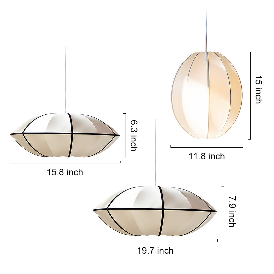 Nordic Vintage Fabric Shade Pendant Light with Metal Accents