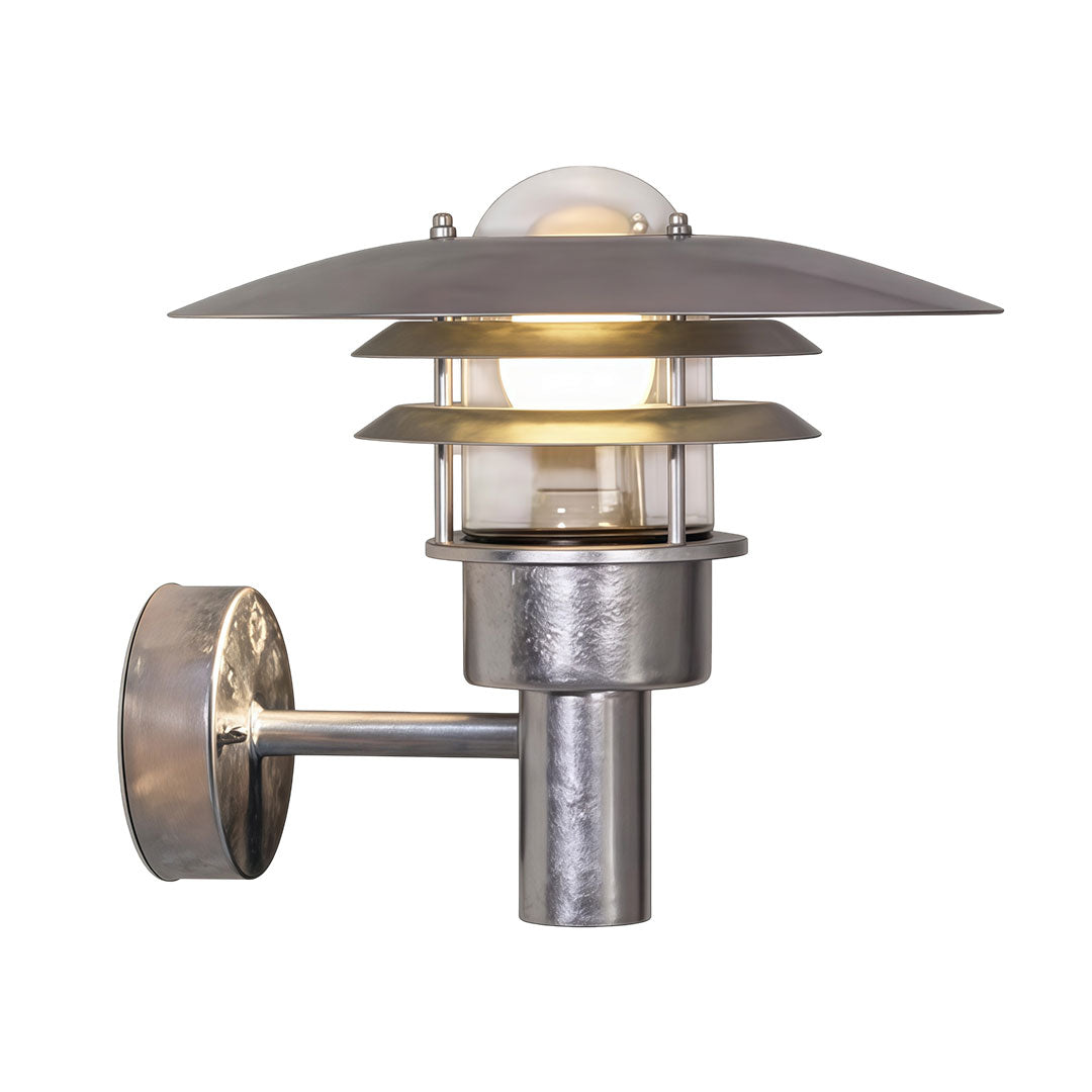 American Country Outdoor Wall Sconce with Warm LED Light, Waterproof Metal and Glass
