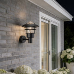 American Country Outdoor Wall Sconce with Warm LED Light, Waterproof Metal and Glass