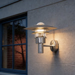 American Country Outdoor Wall Sconce with Warm LED Light, Waterproof Metal and Glass