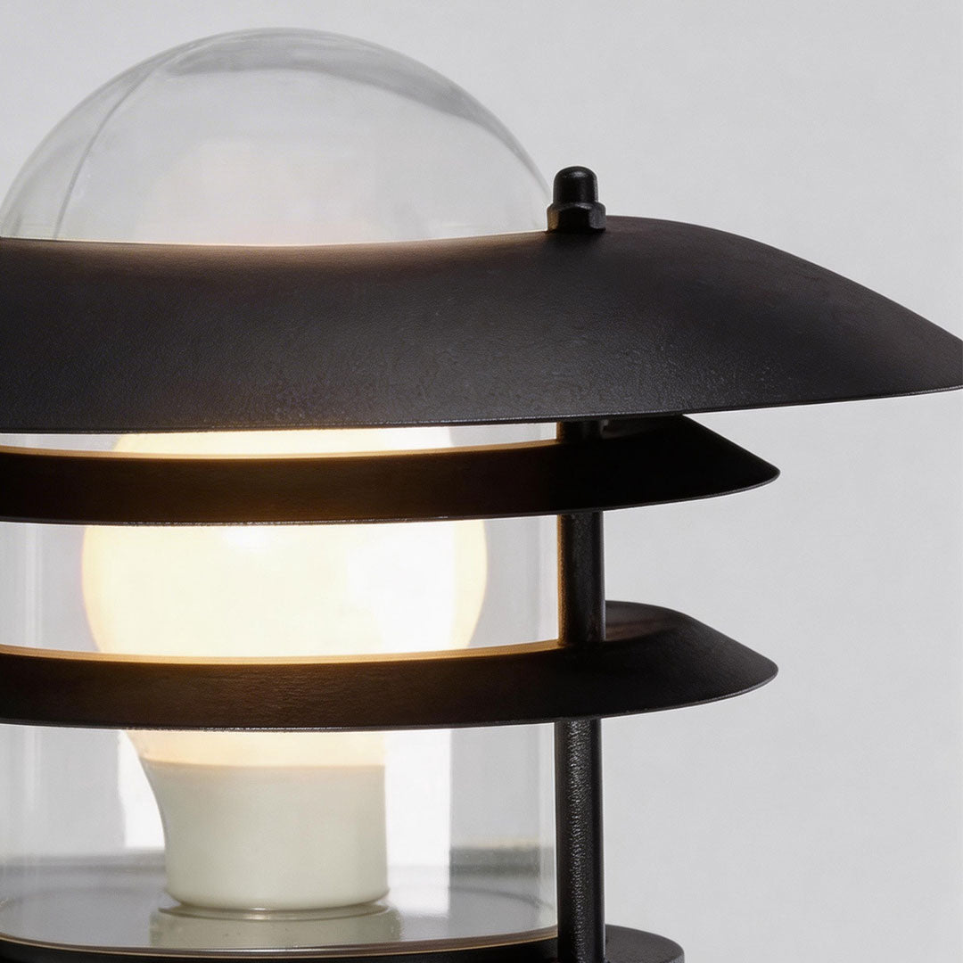 American Country Outdoor Wall Sconce with Warm LED Light, Waterproof Metal and Glass