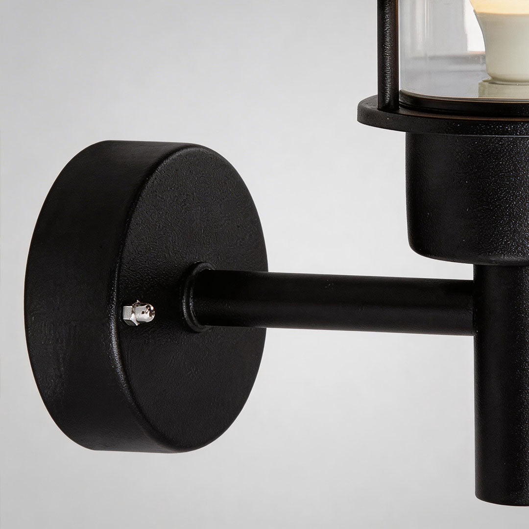 American Country Outdoor Wall Sconce with Warm LED Light, Waterproof Metal and Glass