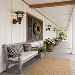 American Country Outdoor Wall Sconce with Warm LED Light, Waterproof Metal and Glass