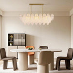 Feathers Full-Copper Chandelier with Pearl Glass Shades