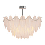 Feathers Full-Copper Chandelier with Pearl Glass Shades