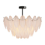 Feathers Full-Copper Chandelier with Pearl Glass Shades