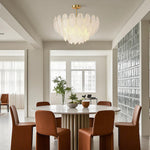 Feathers Full-Copper Chandelier with Pearl Glass Shades