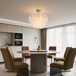 Feathers Full-Copper Chandelier with Pearl Glass Shades