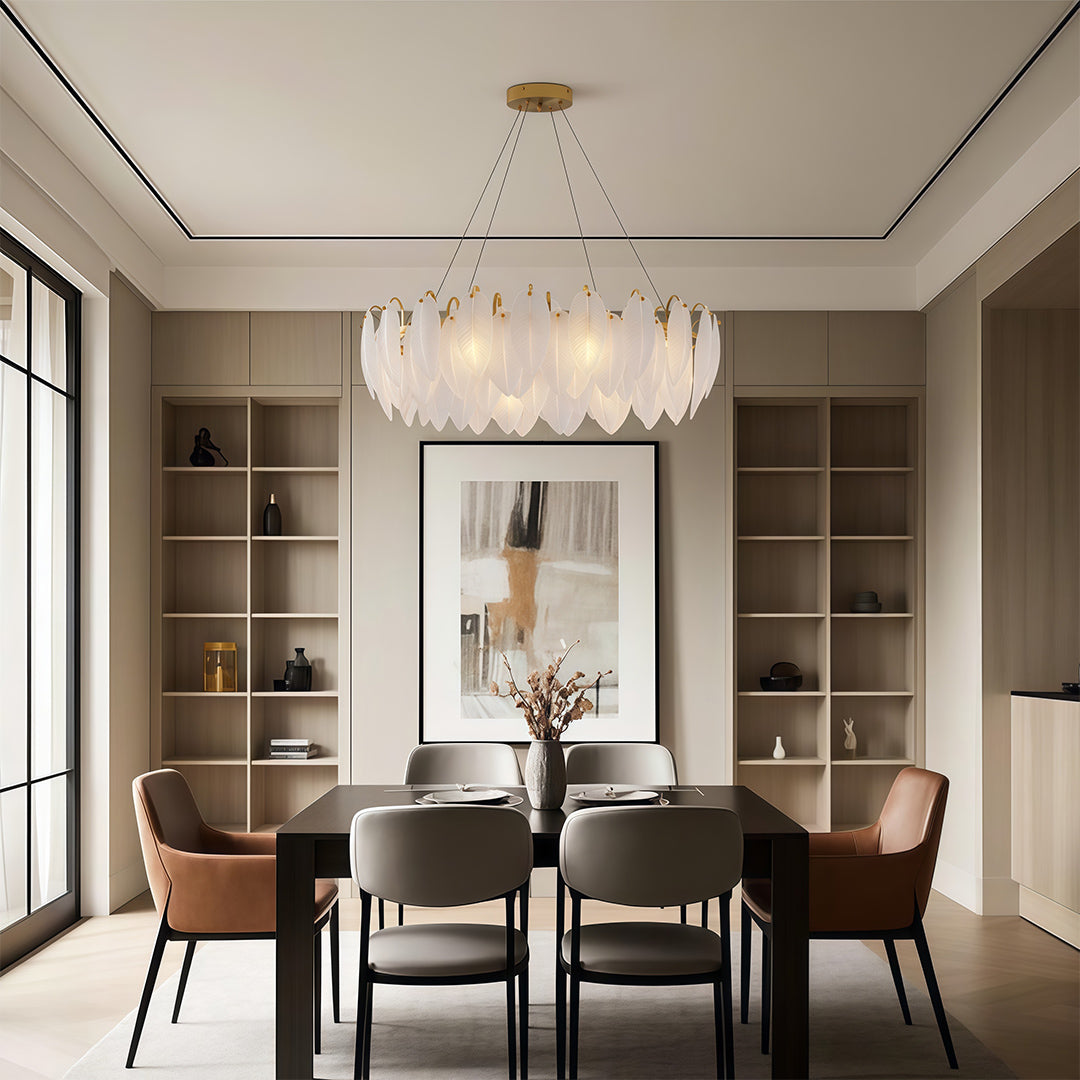 Feather Glass Chandelier Modern Luxury Pendant Light