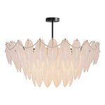 Feathers Full-Copper Chandelier with Pearl Glass Shades