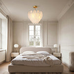 Feathers Full-Copper Chandelier with Pearl Glass Shades