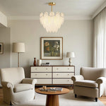 Feathers Full-Copper Chandelier with Pearl Glass Shades
