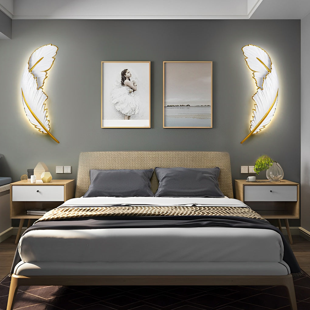 Feather LED Wall Sconce in White and Gold for Modern Interiors