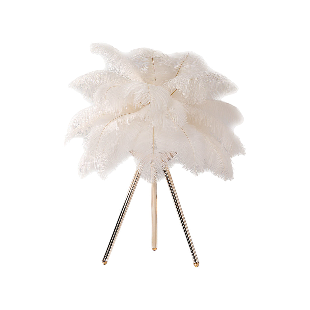 Feather Table Lamp Nordic Tripod Bedside Lighting with 3 Color Temperatures