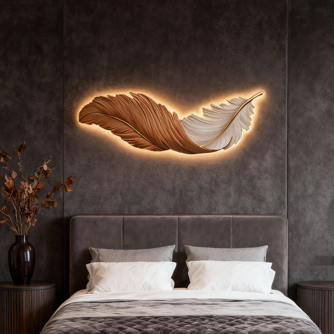 Feather Wall Lamp Art Deco LED Sconce for Modern Interiors