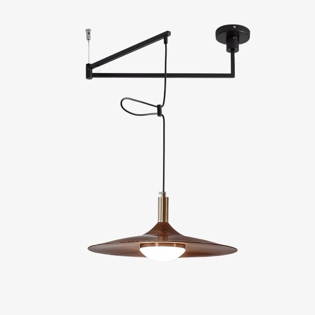 Crane Swing Arm Pendant Light – Modern LED Pendant Lamp with Brass Accents