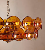 Solaris Disc Glass Chandelier – Two-Tier Gold & Murano-Style Glass Pendant
