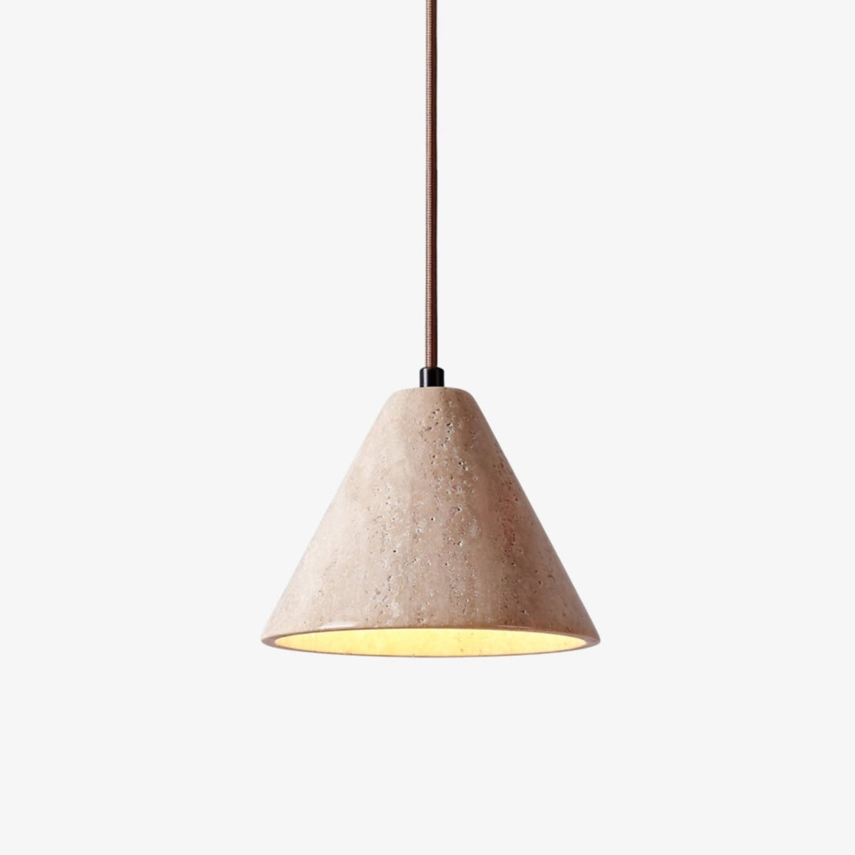 Solis Cone Travertine Pendant Light – Natural Stone Hanging Lamp