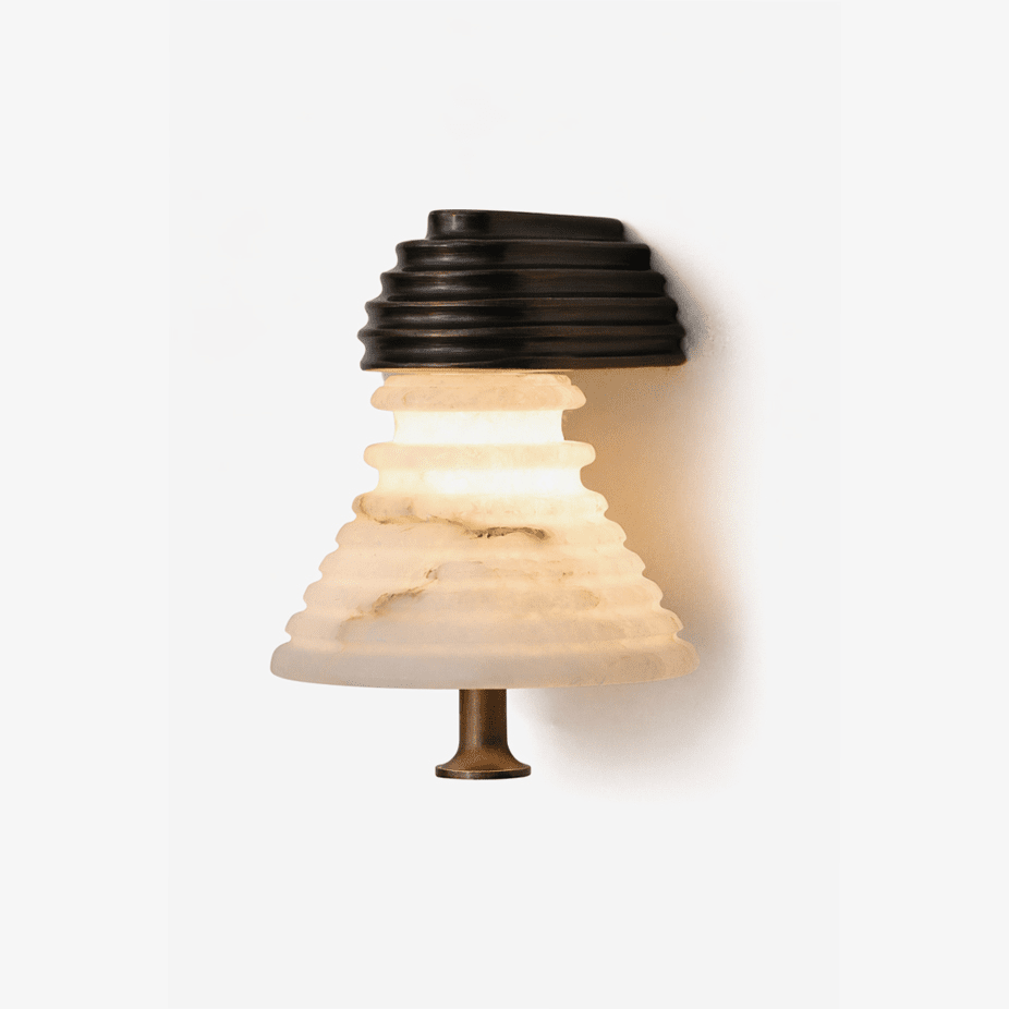 Strata Alabaster Wall Sconce with Bronze Accents