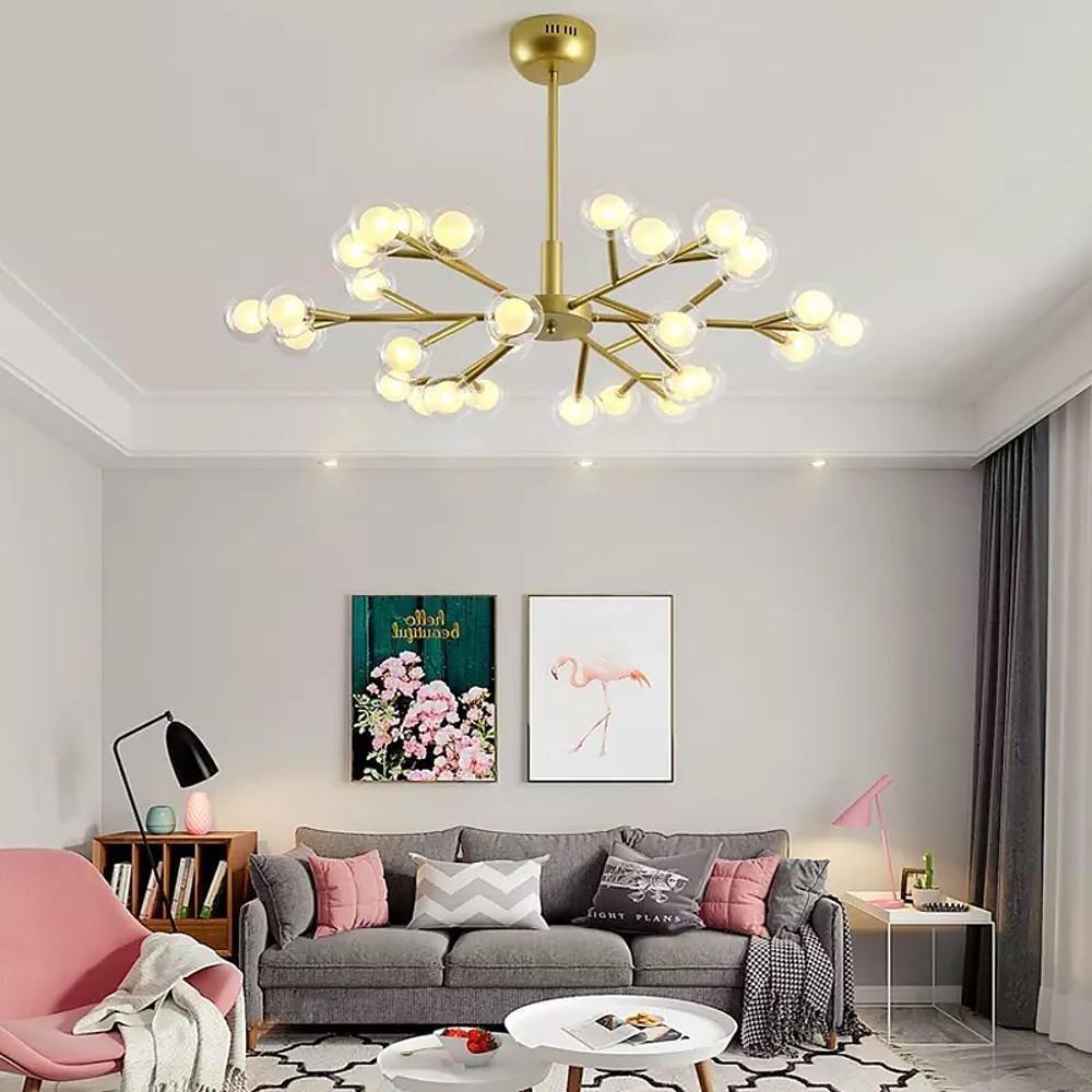 Novelty Iron Chandelier With 30 Light Glass Orbs Bubble 33 Wide Led Lighting