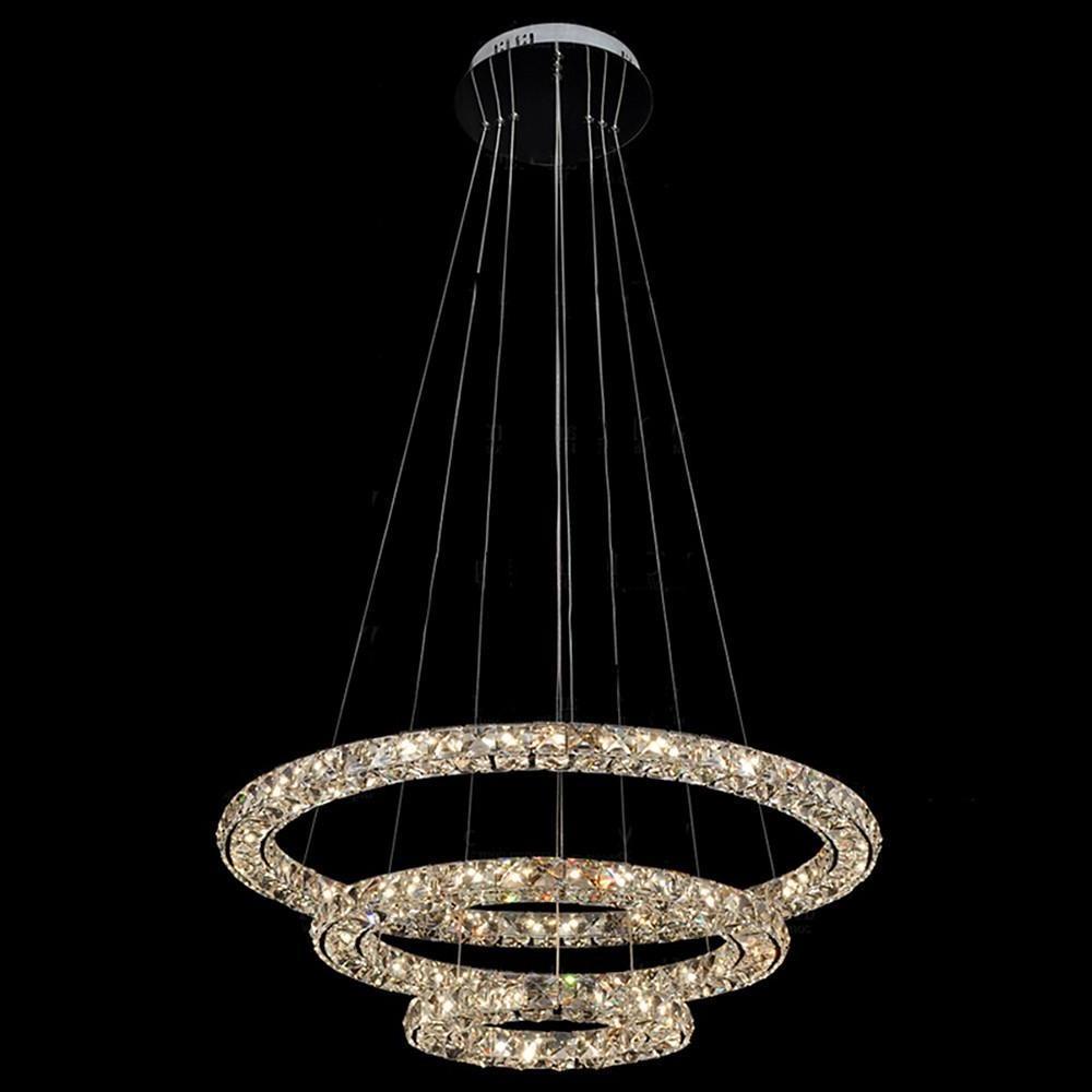 Luxury Crystal Led Chandelier 3 Tier Geometric Or Stacked Led Pendant Light