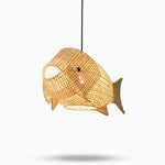 Handwoven Bamboo Fish Pendant Light for Dining Room and Kitchen Island