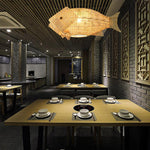Handwoven Bamboo Fish Pendant Light for Dining Room and Kitchen Island
