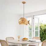 Handwoven Bamboo Fish Pendant Light for Dining Room and Kitchen Island