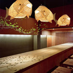 Handwoven Bamboo Fish Pendant Light for Dining Room and Kitchen Island