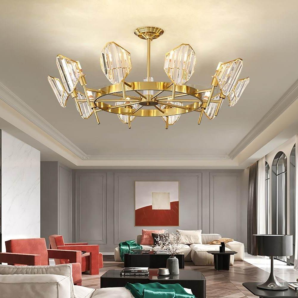 Lumière Ring Crystal Chandelier in Gold Brass – Modern Ceiling Light