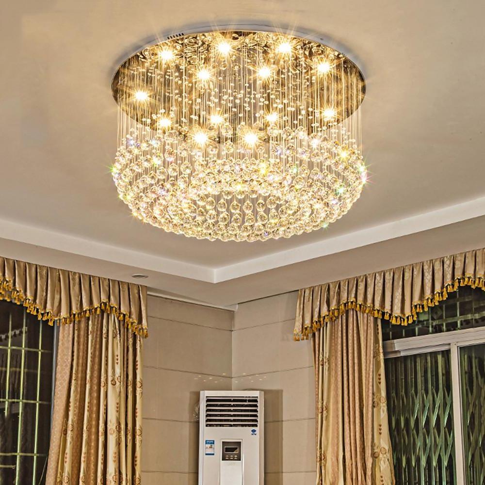 Glass Cicles Crystal Led Chandelier Drum Flush Mount Chandelier