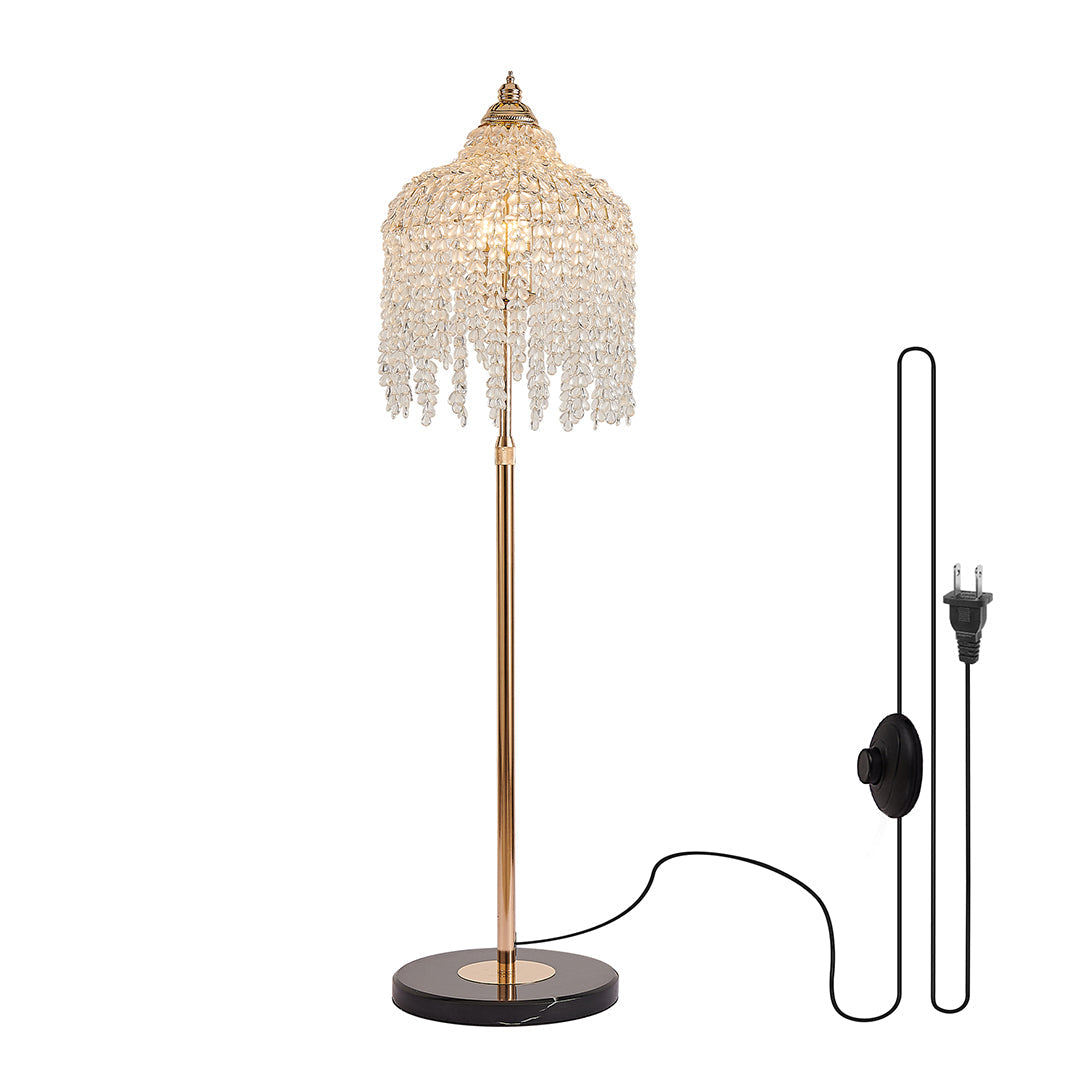 Lumière Crystal Floor Lamp in French Gold — Designer LED-Ready Lighting for Living Rooms & Studies