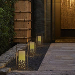Artisan Brown Stainless Steel Outdoor Garden Light with Floral Cutwork