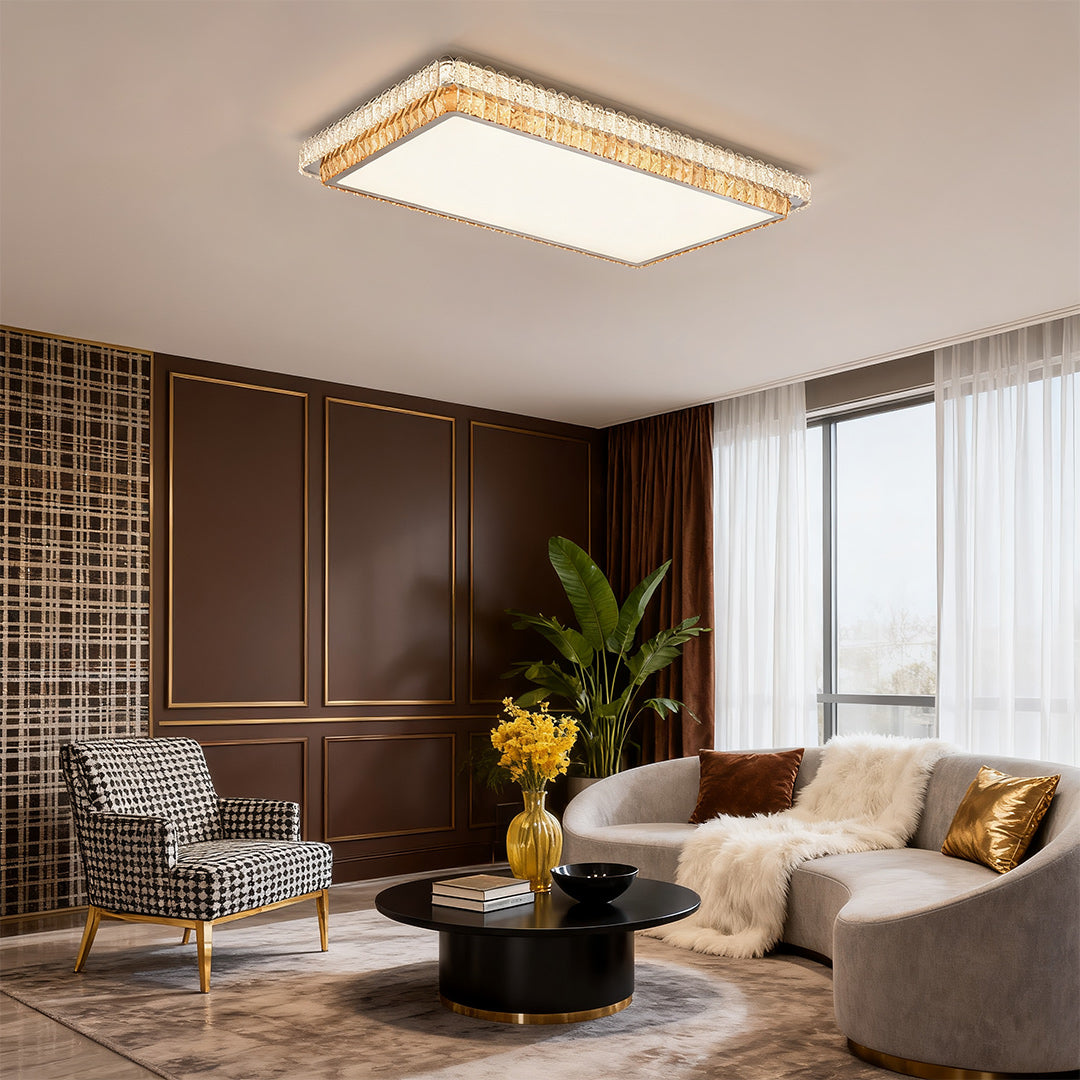 Lumina Crystal Flush Mount Ceiling Light in Chrome | Modern Minimalist LED