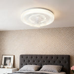 Aura White LED Ceiling Fan with Dimmable Light – Modern Flush Mount