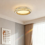 Lumière Flush Mount Crystal Ceiling Light in Titanium Gold