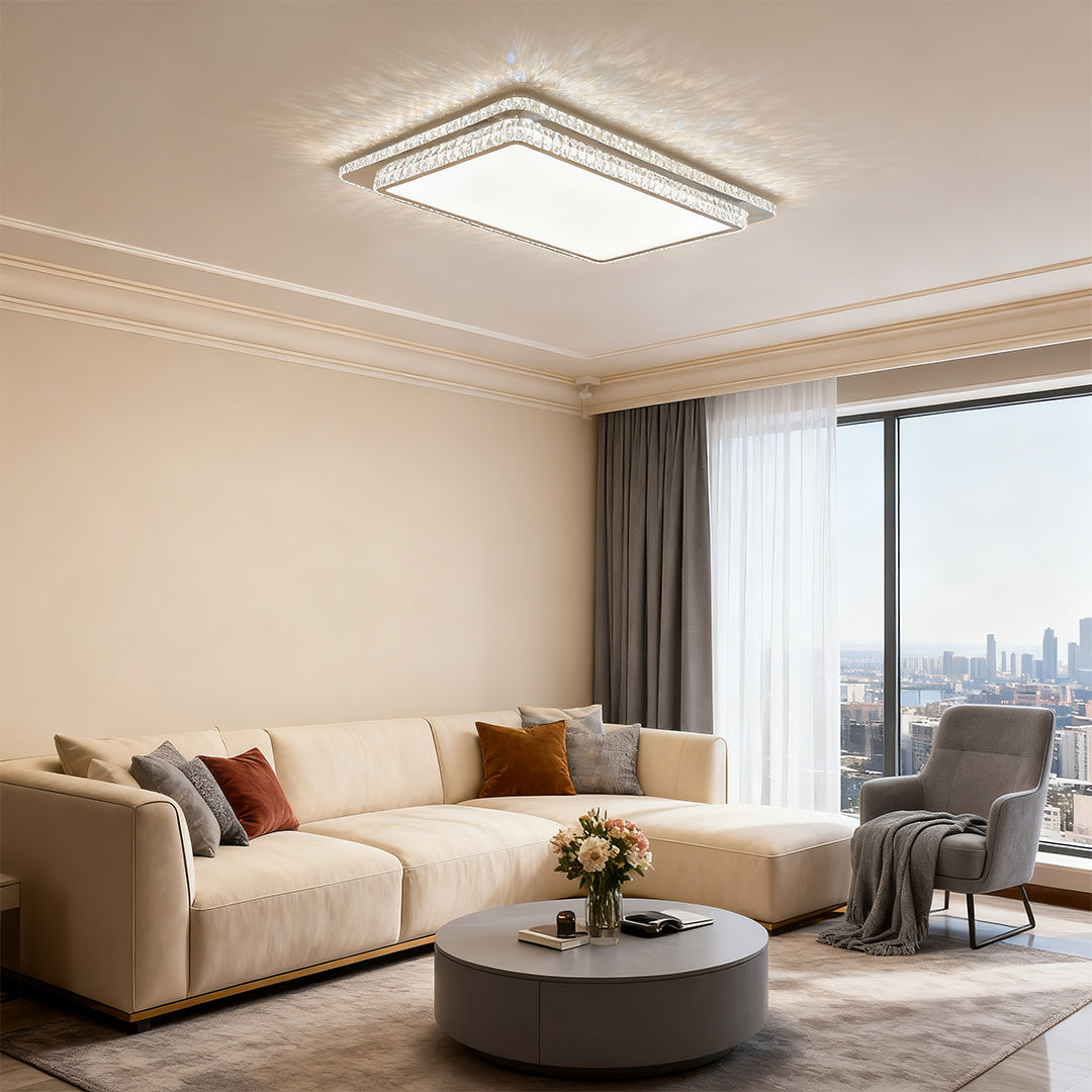 Luxury Crystal Flush Mount Ceiling Light in Polished Chrome