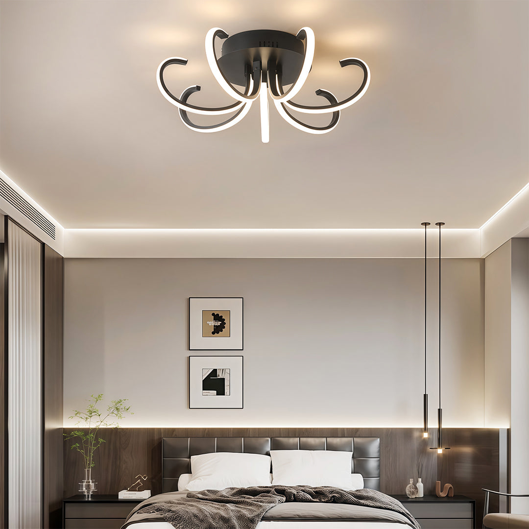 Nordic LED Flush Mount Ceiling Light with Dimmable Silicone Shade