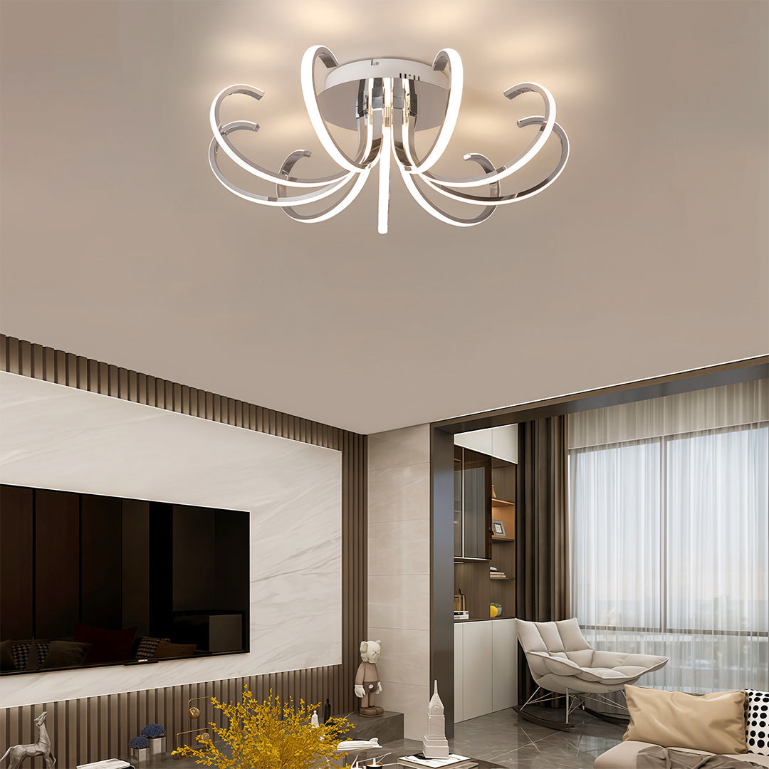Nordic LED Flush Mount Ceiling Light with Dimmable Silicone Shade