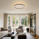 Modern Black Aluminum LED Flush Mount Ceiling Light with Dimmable Ring Design