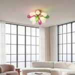 Aurelia Flush Mount Ceiling Light in Brass and Stained Glass