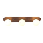 Walnut Flush Mount Ceiling Light with Milky White Glass Globes