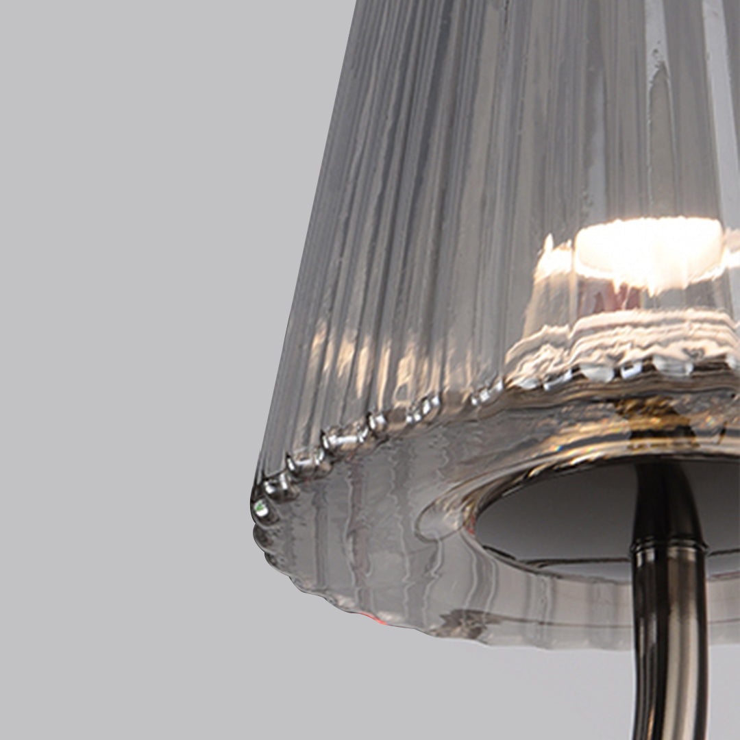 Modern Black LED Table Lamp with Glass Shade for Bedroom and Study