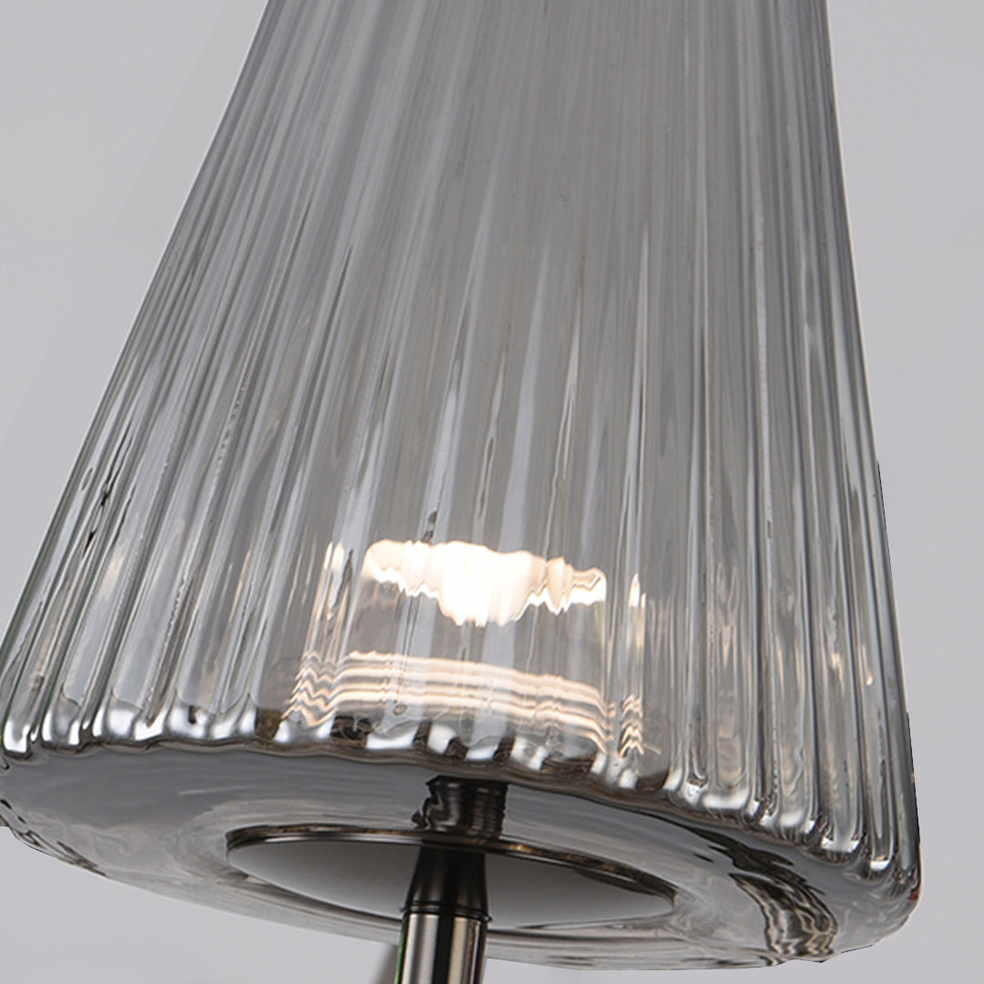 Minimalist Black Contemporary Floor Lamp with Three Glass Shades