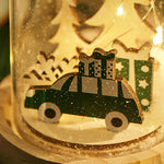 Nordic Snow Scene Table Lamp with Wooden Base and Warm LED Light