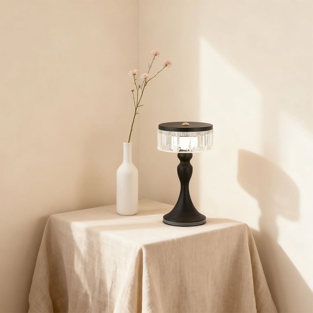 Nordic Minimalist Forged Iron Table Lamp with Acrylic Shade, Dimmable LED